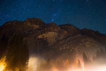 Yosemite at night during the winter 