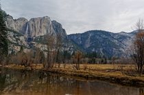 Yosemite falls in fall CA USA 