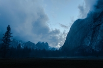 Yosemite Valley after nightfall Yosemite National Park California 