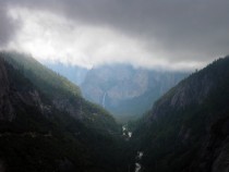 Yosemite Valley with low cloud cover USA 