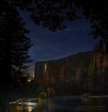 Yosemites Horsetail Firefalls by Moonlight not sunset 