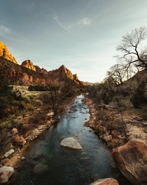 Zion National Park but now during sunset 