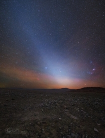 Zodiacal Light or false dawn taken at night along the eastern horizon above Chiles Atacama desert Photo by Yuri Beletsky 