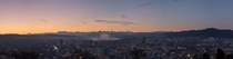 Zurich as seen from Waid during blue hour before sunrise 