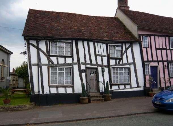  A leaning medieval house in Lavenham England 