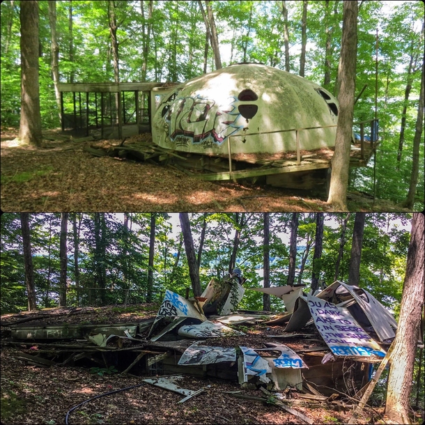  Abandoned dome cabin  years ago vs today Indiana