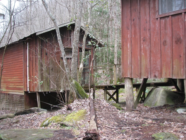  Abandoned houses connected by a bridge 