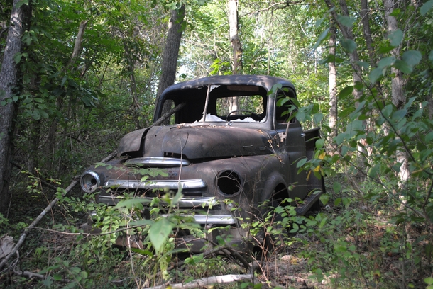  Dodge truck abandoned in a Missouri forest 