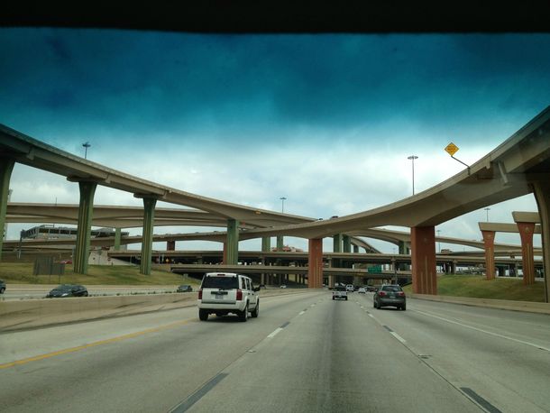  Driving under the Dallas High Five Interchange