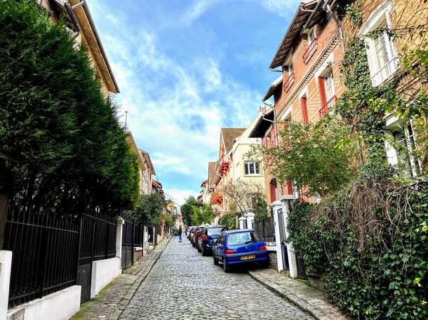 France - Paris  - Rue du square Montsouris an adorable upward sloping alley