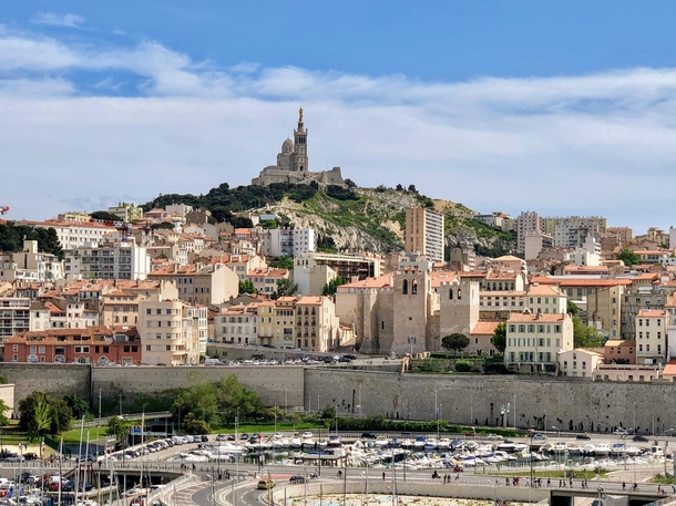  France - View of Marseille and Notre-Dame de la Garde from the Tower of King Ren