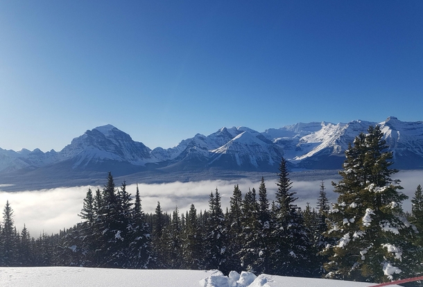  Lake Louise Ski Resort in Alberta Canada on Boxing Day If you look closely you can see Chateau Lake Louise at the base of the right mountain  x 
