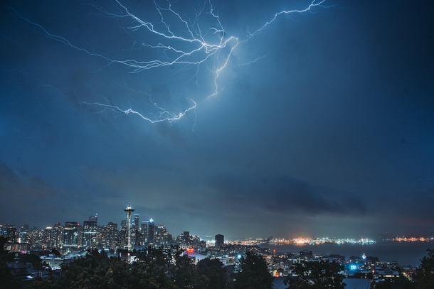  Lightning striking over Seattle