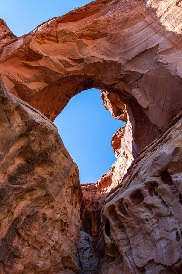  Looking Up to Cassidy Arch in Capitol Reef UT