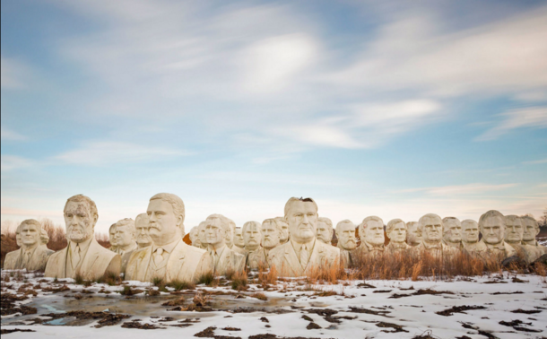  Massive Presidential Busts Sitting Abandoned in a Remote Field at a Virginia Farm 