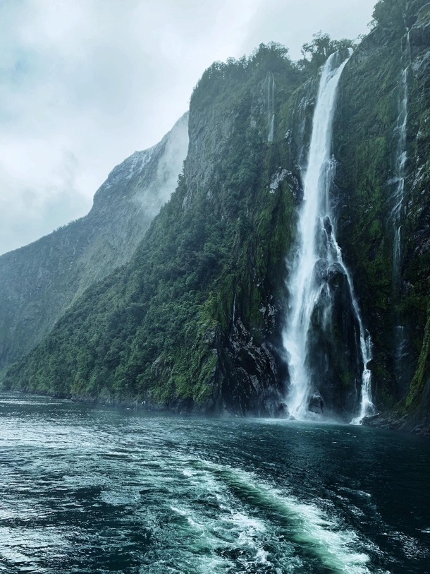 metre high Stirling Falls at Milford Sound New Zealand 