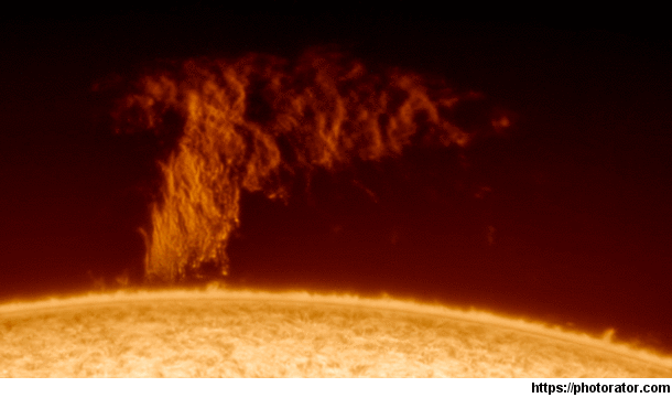  minute h-alpha time lapse from today of a larger solar prominence