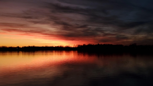  Reflection of ferocious sky on Winona Lake at Warsaw Indiana x