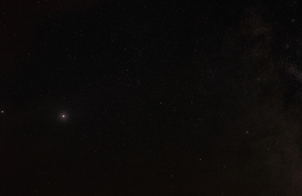  Saturn and Jupiter behind the Milky Way Im super new at this first time shooting the sky turned better than i could hope