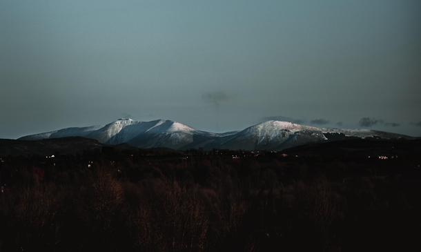  This is a rare sighting of mountains with snow on top of them Cork county Ireland Photo was taken by my sister