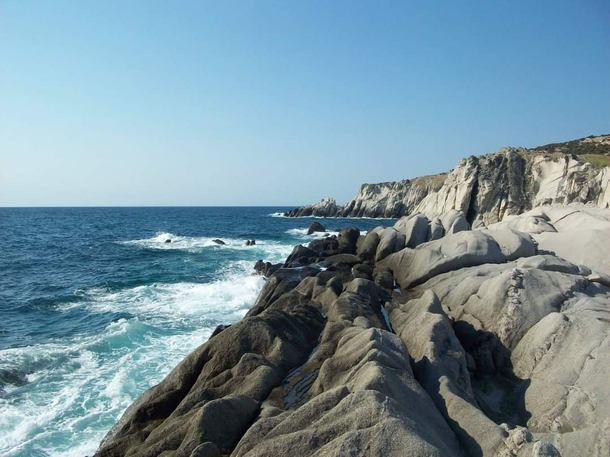  Where the waves meet the rocks in Kriaritsi Beach Greece