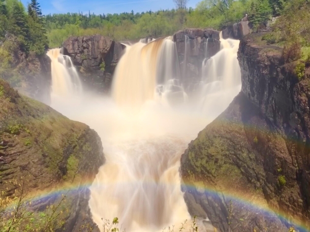  x High falls on Pigeon River with double rainbow My kid said it looks like a ghost