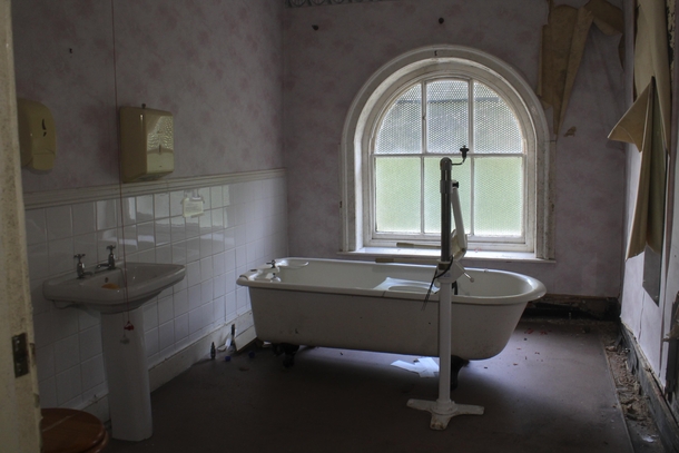 A bathroom in an abandoned nursing home