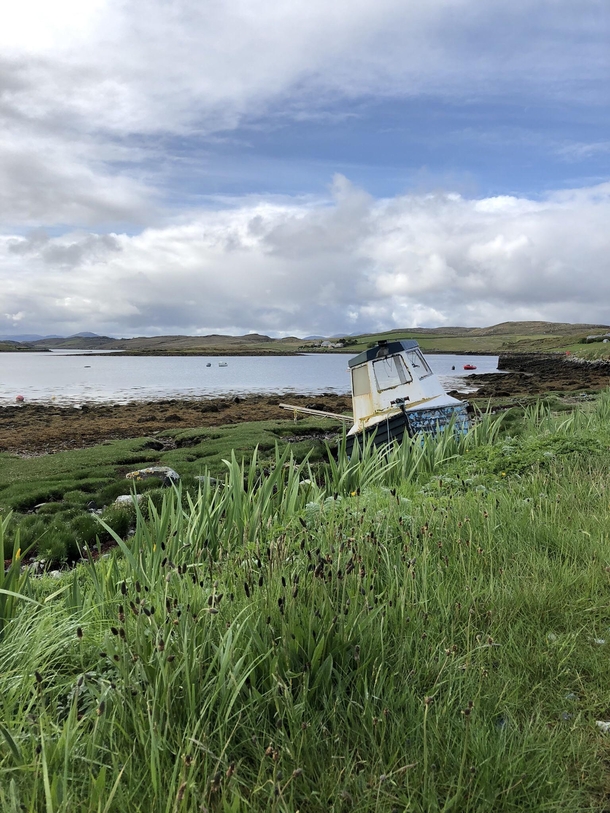 A beached fishing boat on the Isle of Lewis