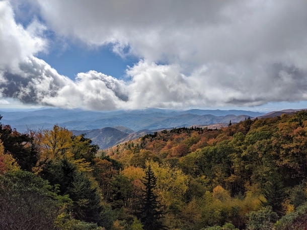 A beautiful autumn view from the Blue Ridge Parkway in North Carolina 