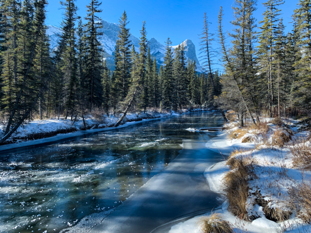 A beautiful frozen creek just outside Banff National Park Canada 