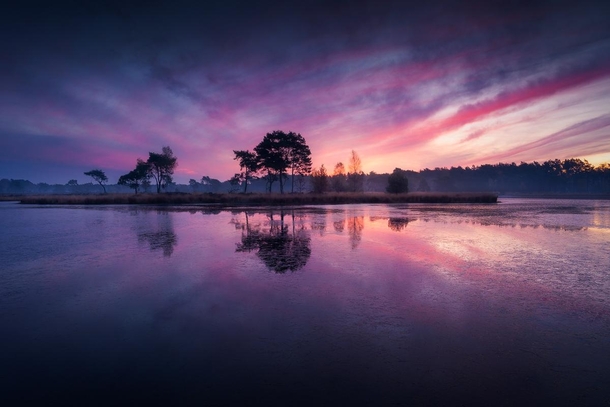A beautiful pink sunrise in Belgium 