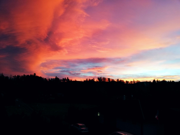 A beautiful sunrise in Czechia Frydlant nad Ostravici