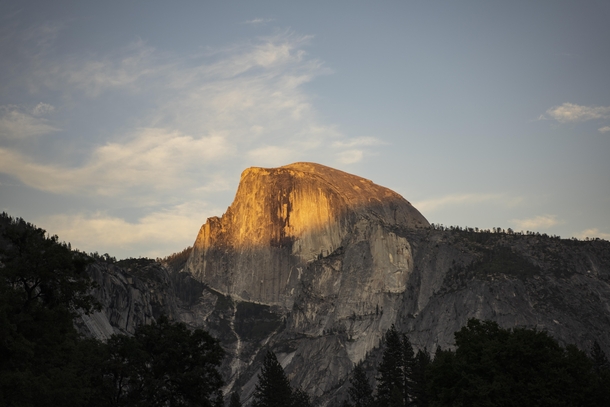 A beautiful sunset at Half Dome Yosemite National Park 