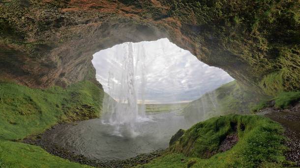 A beautiful waterfall at Seljalandsfoss Iceland 