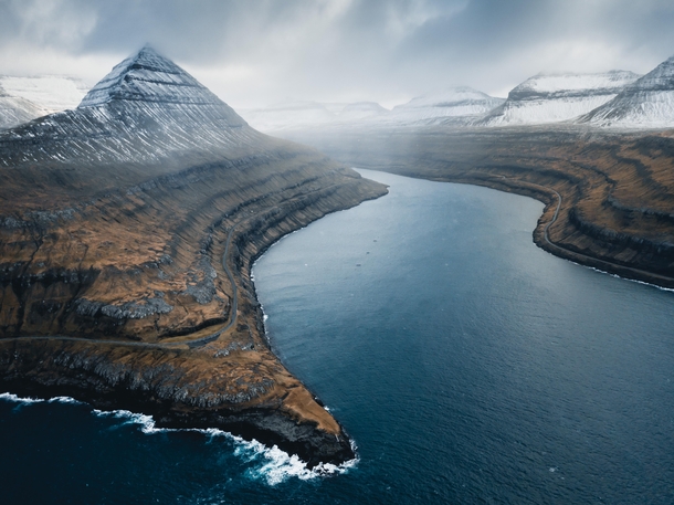 A birds eye view over the everu moody Faroe Islands 