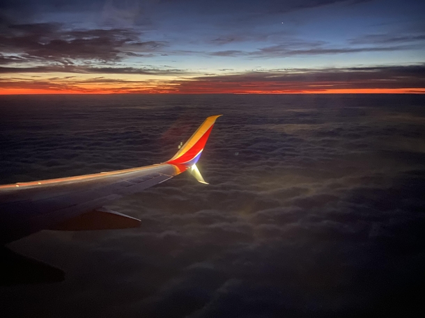A breathtaking daybreak over Houston makes the early departure worthwhile