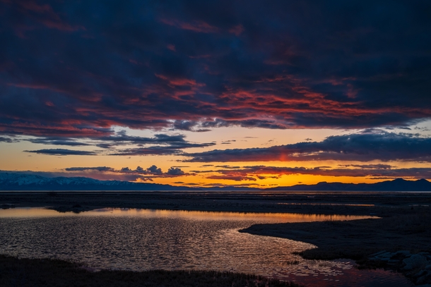 A classic Great Salt Lake sunset 