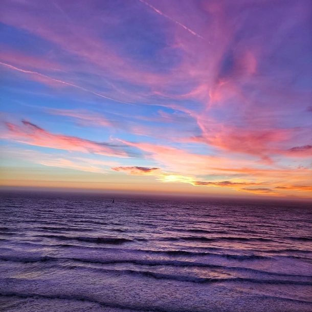 A colorful sunset at Funston Beach CA