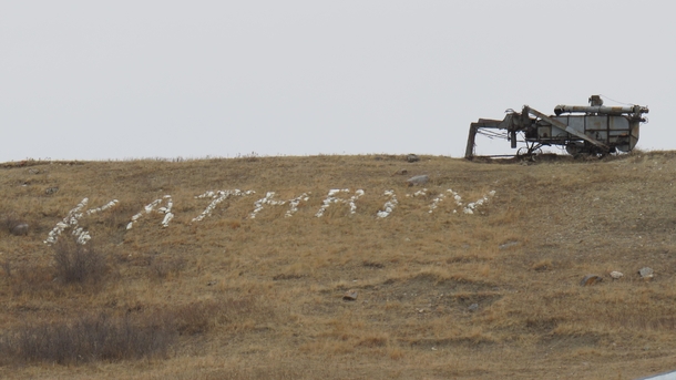 A common sight in the plains Abandoned thresher atop a hill in Kathryn ND OC