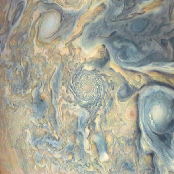 A crazy new image of Jupiters cloud tops as seen by NASAs Juno spacecraft  Image NASA  SwRI  MSSS  Gerald Eichstdt  Sen Doran
