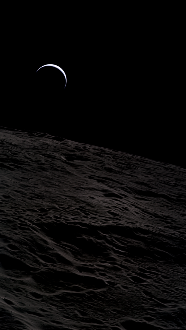 A crescent Earth seen from Lunar orbit by Apollo  Astronaut Al Worden