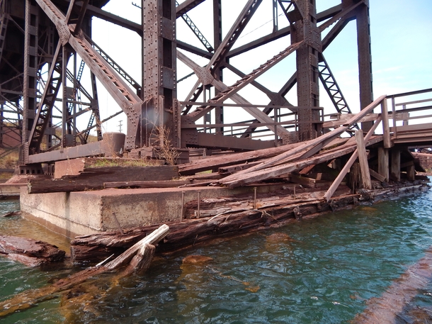 A decaying dock on Lake Superior in Two Harbors MN 