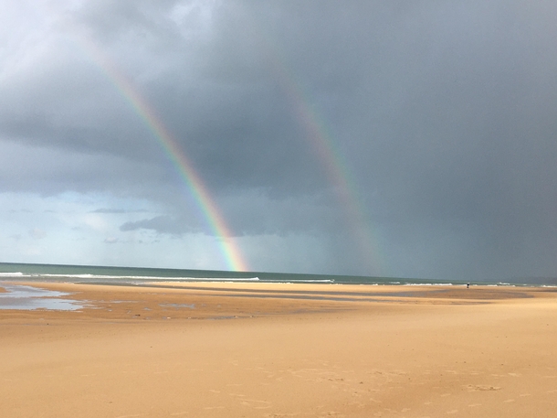 A double rainbow on Omaha beach Normandy taken in november 