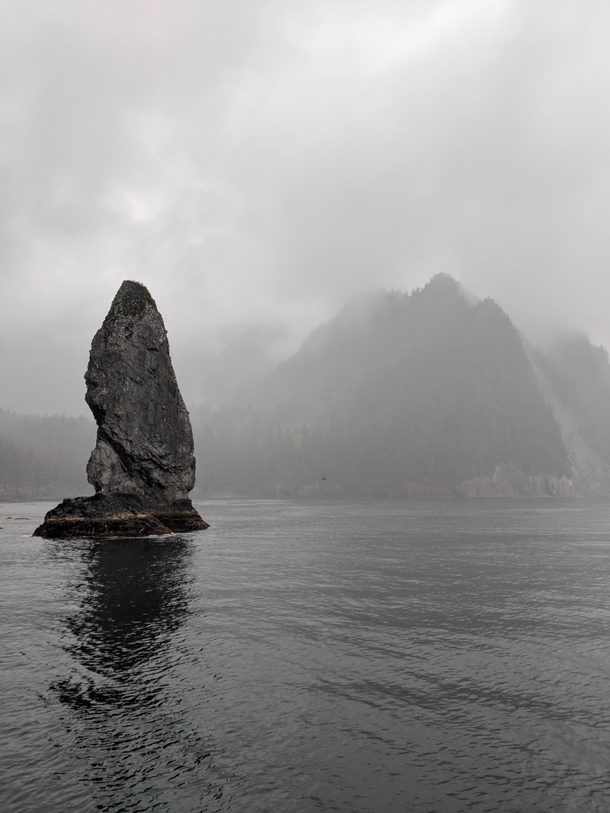 A foggy day off the coast of Kenai Peninsula Alaska 