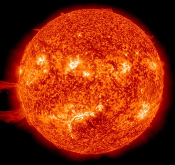 A giant solar prominence erupts from the sun on Nov   in this image captured by NASAs sun-watching Solar Dynamics Observatory 