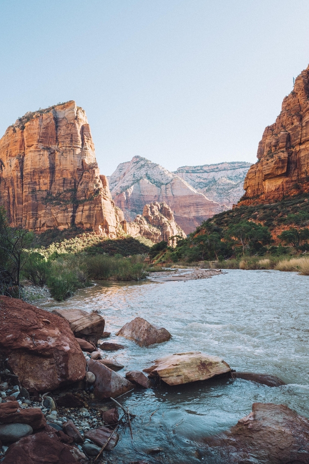 A good morning along the Virgin River in Zion National Park Utah 