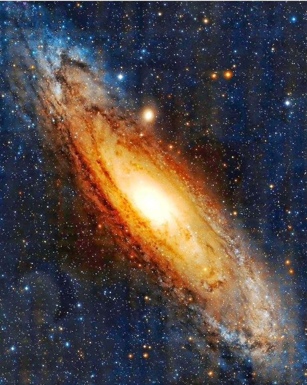 A gorgeously processed pic of the Andromeda Galaxy One day in the far future our Milky Way and Andromeda will merge and become one with several millions of stars being launched into empty space to wander forever
