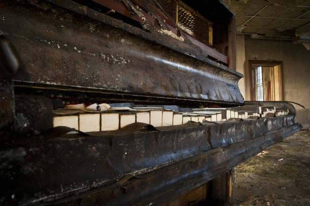 A grand piano in an Asylum in Wales UK 