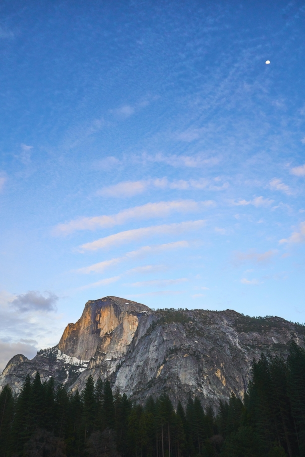 A Half Moon over Half Dome - Yosemite National Park 