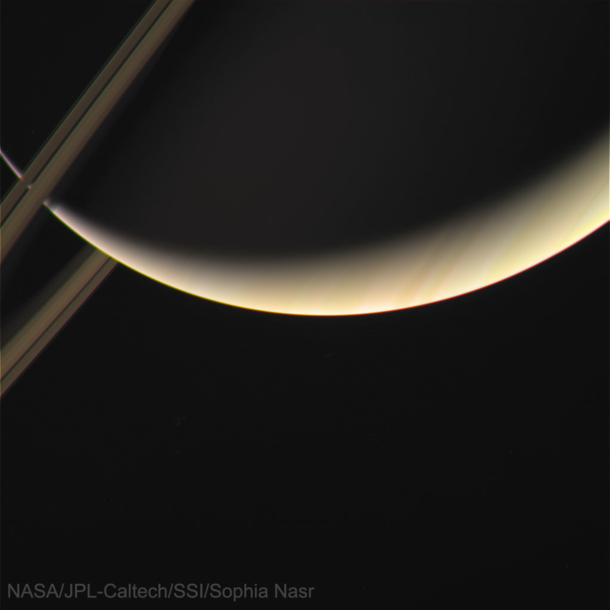 A hauntingly beautiful crescent Saturn with a sliver of its rings Taken by Cassini Apr   processed by me Res 